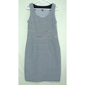 Banana Republic Sleeveless Midi Tank Dress Blue White Stripes Bodycon Women's 10